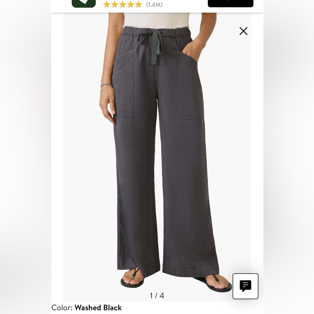 NWT Faherty Topanga Drape Pants - Wide-Leg - Washed Black - Sz L $158 - Picture 3 of 7